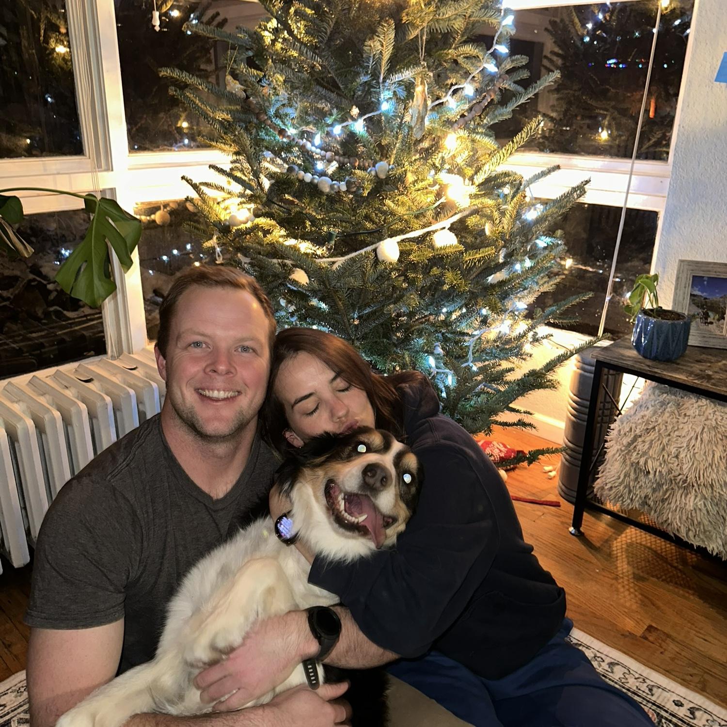 Christmas in our little home in Evergreen, CO with our crazy pup Spur