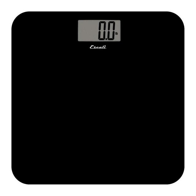 Escali B180SB Square Bath Scale,400lb Capacity, Sleek and Slim Profile, Extra Large Digital LCD Display, Black