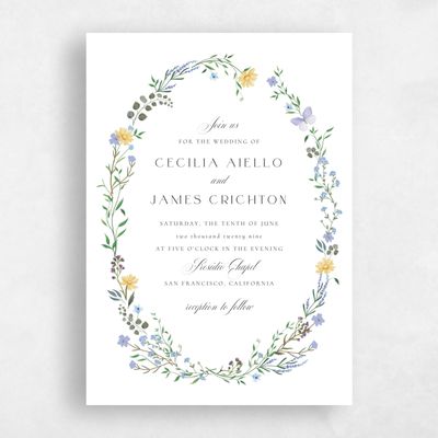 White Wedding Invitation - Papillon Portrait