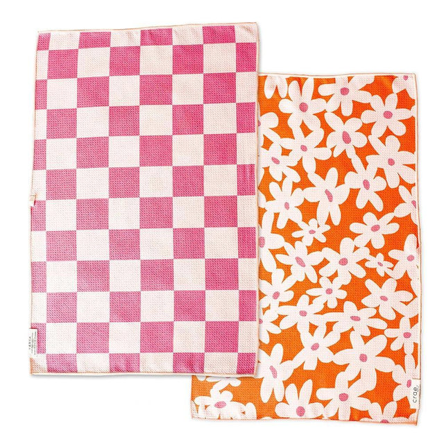crae. Reversible Microfiber Towel - Ultra Absorbent, Quick-Drying Hand Towels - Modern Design, Scratch-Free, Lint-Free for Kitchen, Bathroom, Car Cleaning - 19x29 Inches, Set of 1