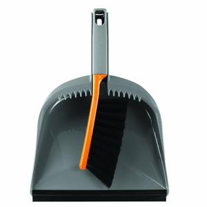 Casabella 1 Count Dustpan and Brush Set, Graphite/Orange