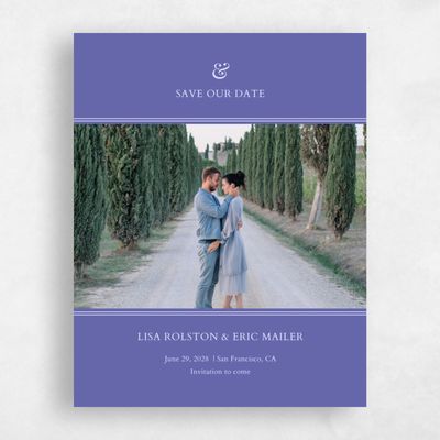 Periwinkle, Purple Wedding Save the Date - Verona Portrait