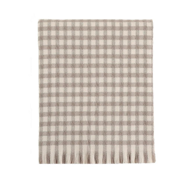 CREVENT Farmhouse Boho Knitted Throw Blanket for Couch Sofa Chair Bed Home Decoration, Soft Warm Cozy Light Weight for Spring Summer Fall (50''X60'' Plaid Tan)