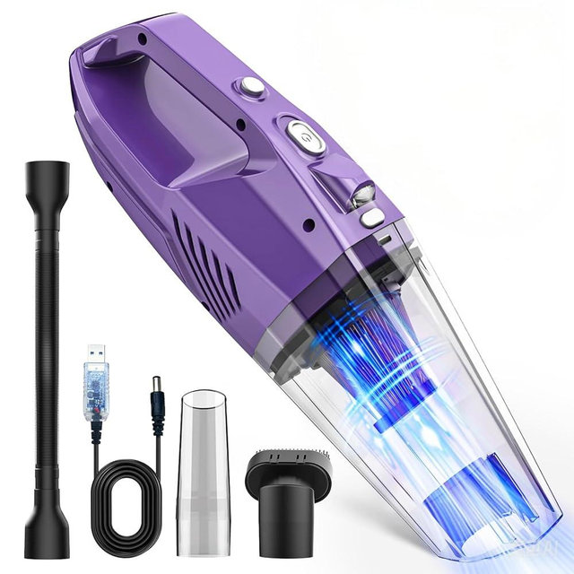 Handheld Vacuum Cordless,Car Vacuum Cleaner Portable Wireless with Powerful Suction/Multi Accessories,Low-Noise Lightweight Mini Hand Vacuum Cordless Rechargeable for Car,Office and Home Cleaning