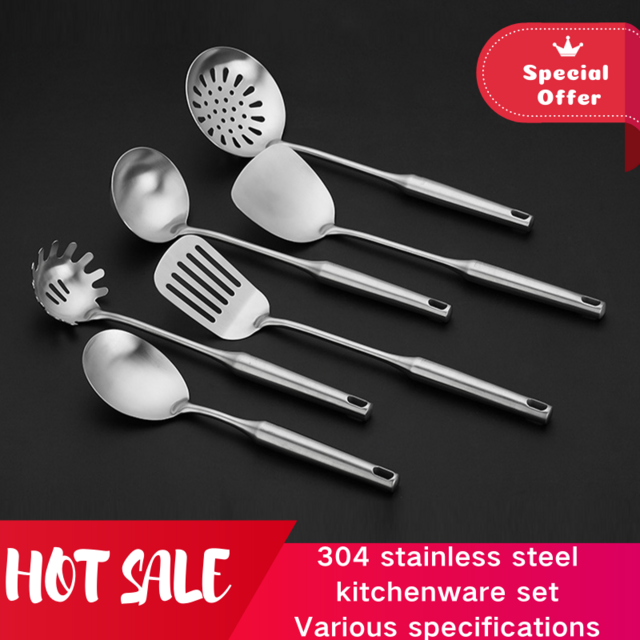 Kitchenware combination 304 Stainless Steel Cooking Spatula Frying shovel Soup spoon Frying fish shovel Colander Noodle spoon | Shopee Singapore
