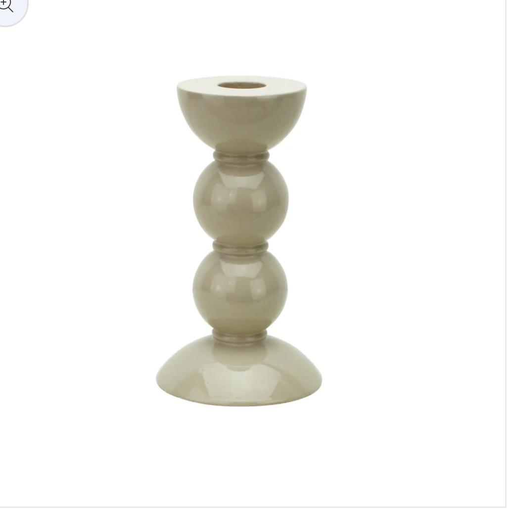 Medium Cappuccino Bobbin Candlestick - 14cm