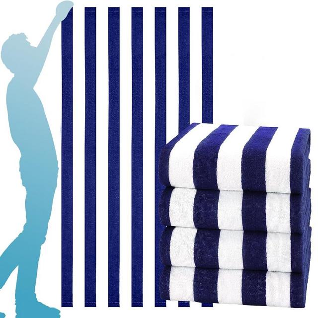 Genovega 4 Packs Oversized Stripe Beach Towel Soft Super Absorbent for Men Women Adults