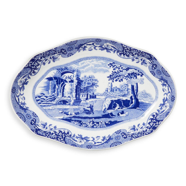 Spode Blue Italian Oval Fluted Dish