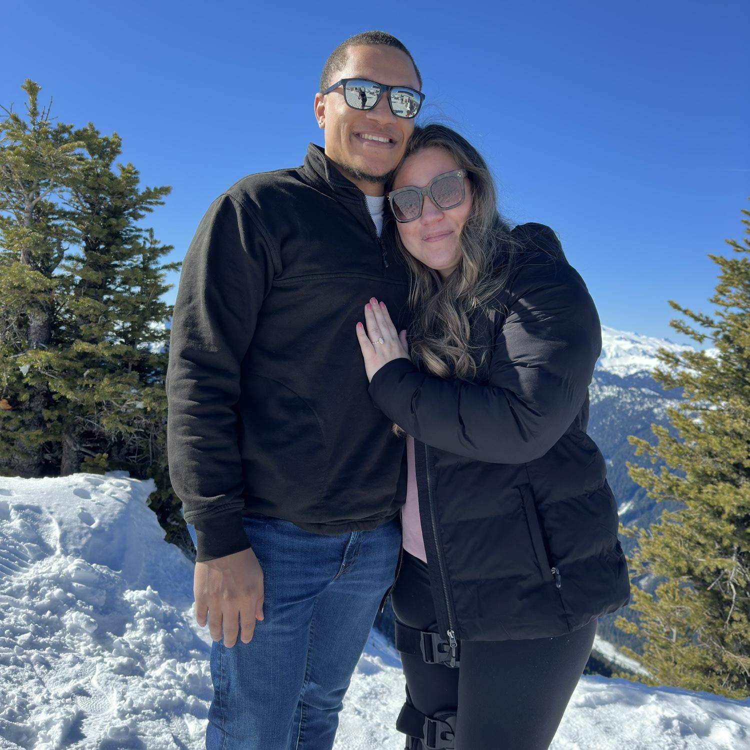 Engagement day on February 27th at the top of Crystal Mountain