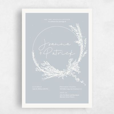 Blue Greenery Wedding Invitation - Hopewell Circle