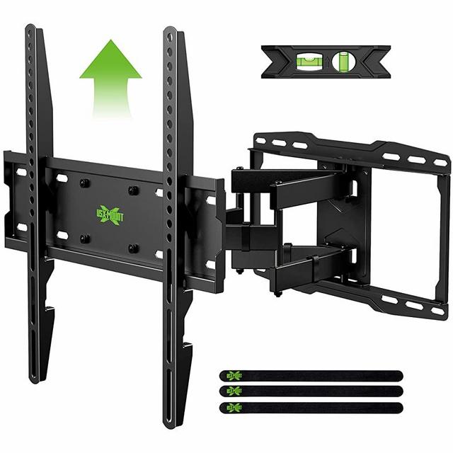 USX MOUNT Full Motion TV Wall Mount with Height Setting for Most 32-65 inch Flat Screen/LED/4K TVs, Swivel/Tilt TV Mount Bracket Max VESA 400x400mm, Holds up to 110lbs, for 16" Wood Stud.