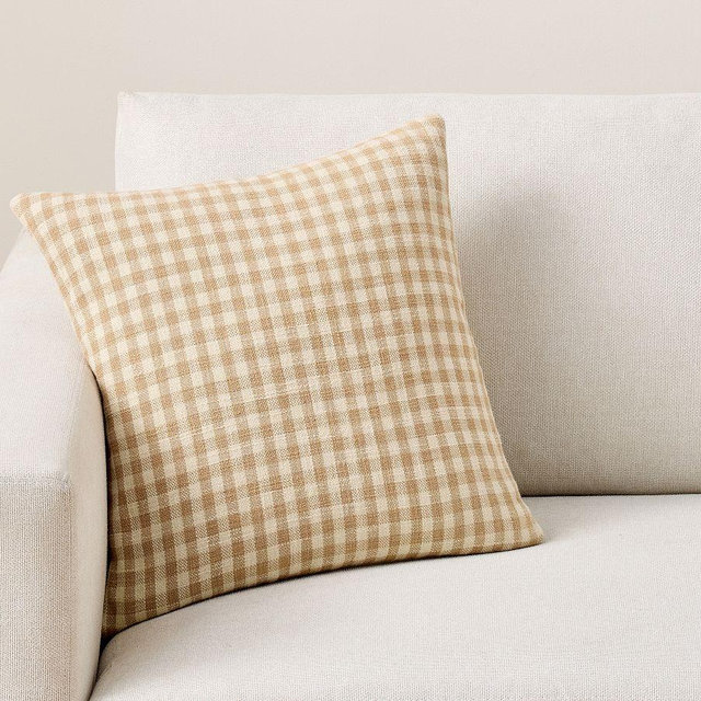 Blaine Check Pillow Cover, Camel, 18"