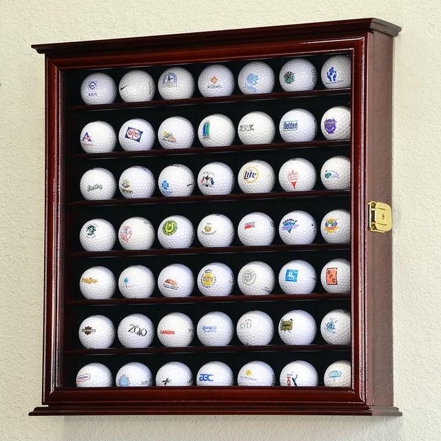 49 Golf Ball Display Case Cabinet Wall Rack Holder w/98% UV Protection Lockable