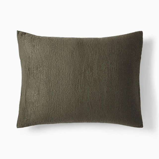 Silky TENCEL & Cotton Matelasse Standard Sham, Dark Olive