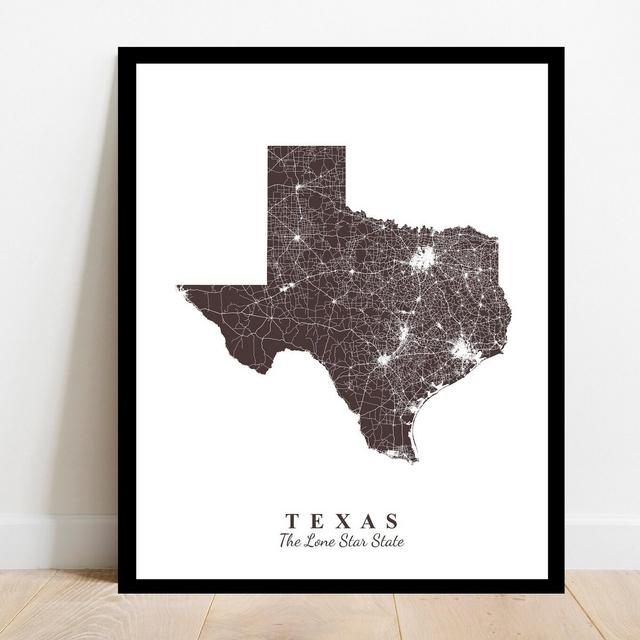 Texas Map Art - State Map Print Poster Travel Gift Modern Lone Star State Custom Personalized - Map of Texas - Houston Austin Dallas