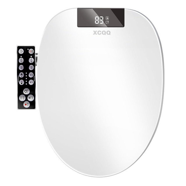 XCQQ Bidet Toilet Seat Round, Unlimited Warm Water, Heated Toilet Seat, Warm Air Dryer, Rear and Feminine Washing, Soft Closed Toilet Lid, Night Light, Smart Toilet Seat with Bidet Requires Outlet