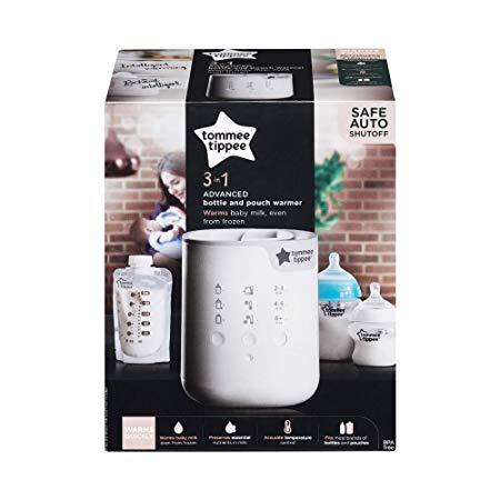 New & Improved- Tommee Tippee 3 in 1 Advanced Bottle & Pouch Warmer, Breast Milk Safe, Formula Safe, Accurate Temperature Control, BPA Free - White