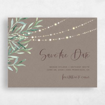 Taupe, Brown Wedding Save the Date - Saranac Landscape
