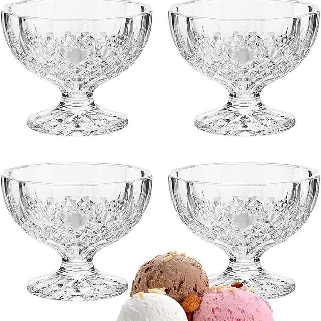 Lavo Home Dessert Ice Cream Cups Mini Truffle Bowls, Salad Fruit Dish Crystal Style Glass - Lead (Pb) Free (4)