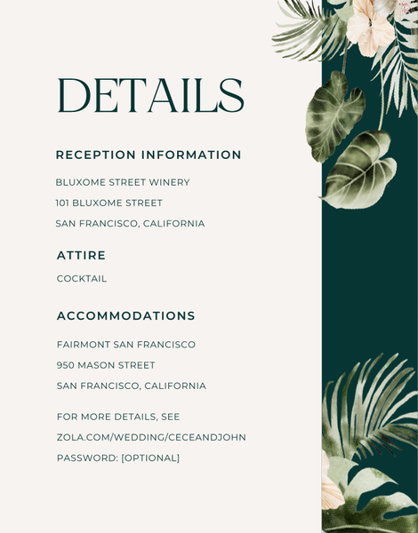 Katmai | Dark Emerald | Zola Wedding Enclosure Cards
