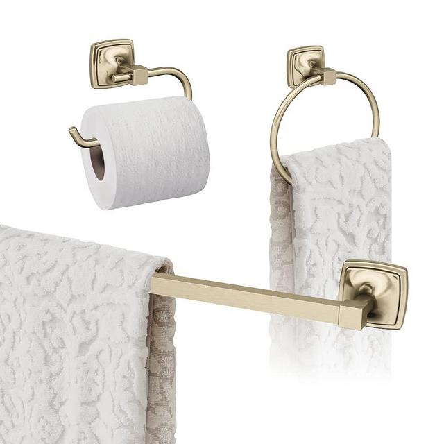 Amerock | Golden Champagne | Stature | Towel Bar | 24 inch (610 mm) | 3 Piece | Bathroom Accessories Set