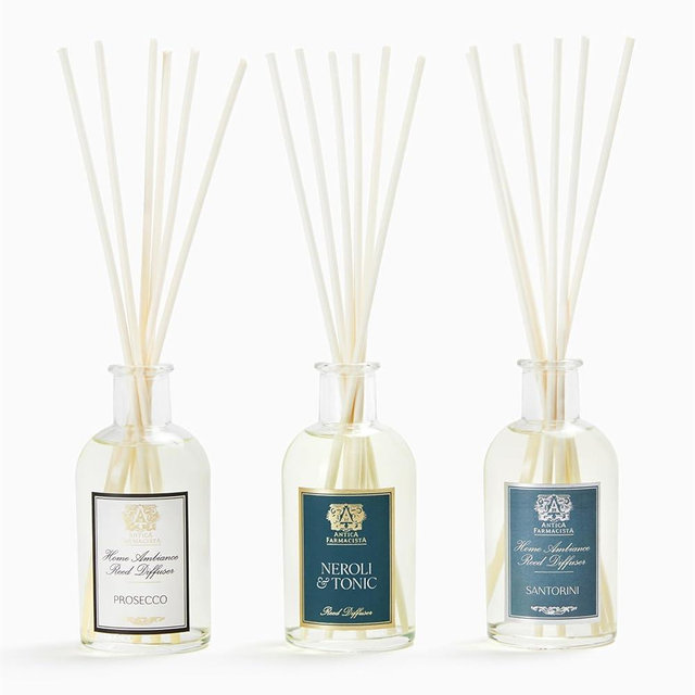 Antica Farmacista Reed Diffuser Gift Box - Luxury Room Freshener for Anniversaries, Birthdays & Holidays - Includes Prosecco, Neroli & Tonic, Santorini, 3.4 fl oz Each