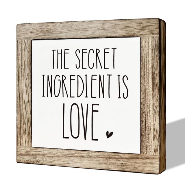 The Secret Ingredient Wooden Sign - Love Decor for Kitchen & Home, Warm Tabletop Gift