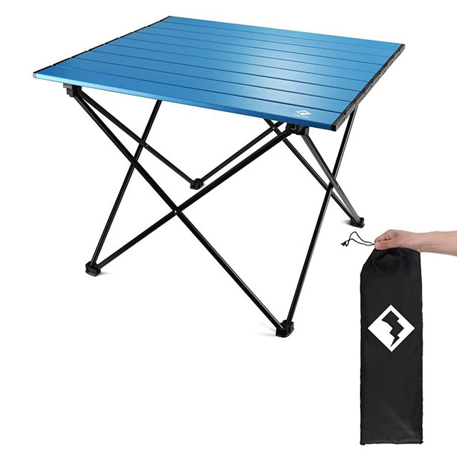 VILLEY Portable Camping Side Table, Ultralight Aluminum Folding Beach Table with Carry Bag for Outdoor Cooking, Picnic, Camp, Boat, Travel