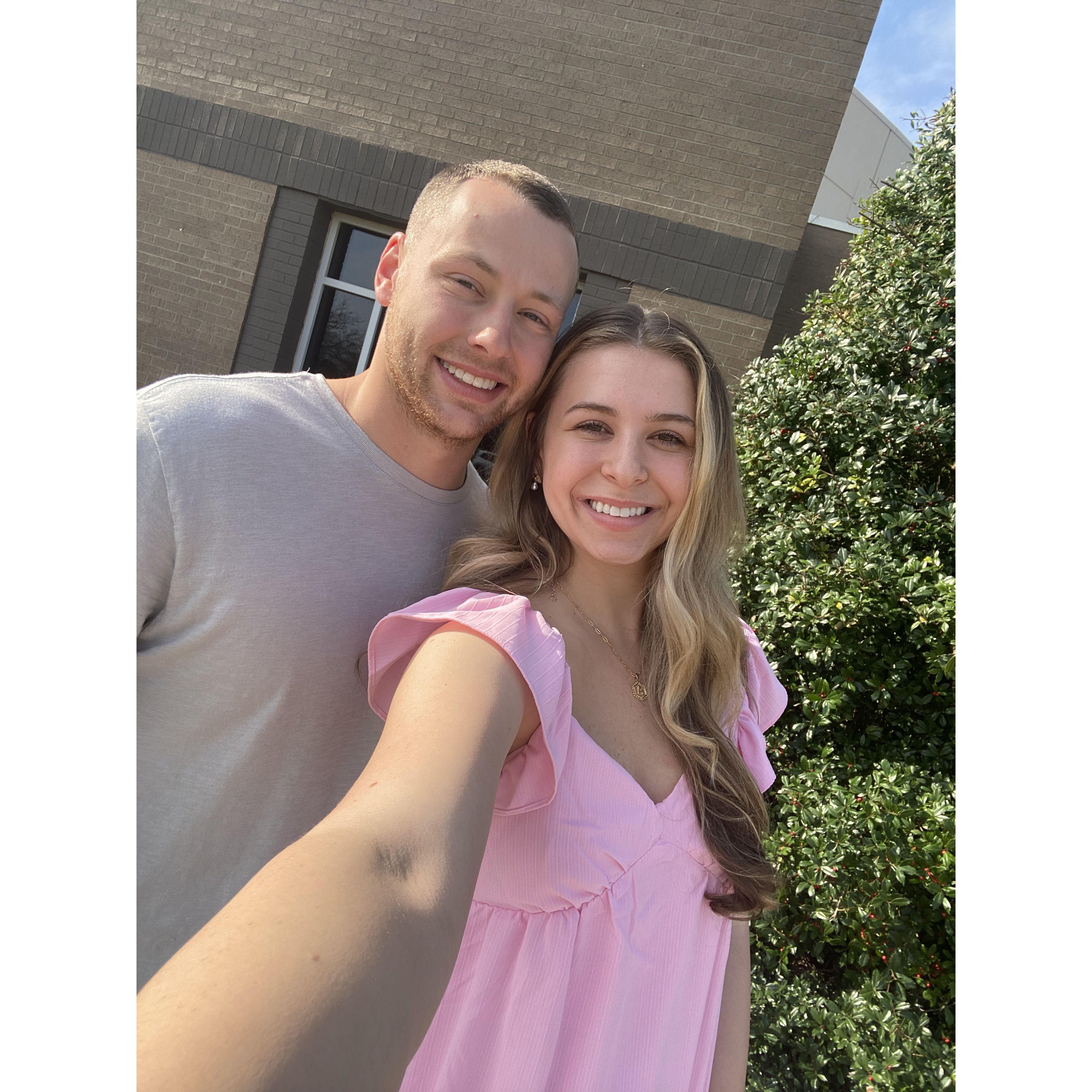 Going to church together every week!
