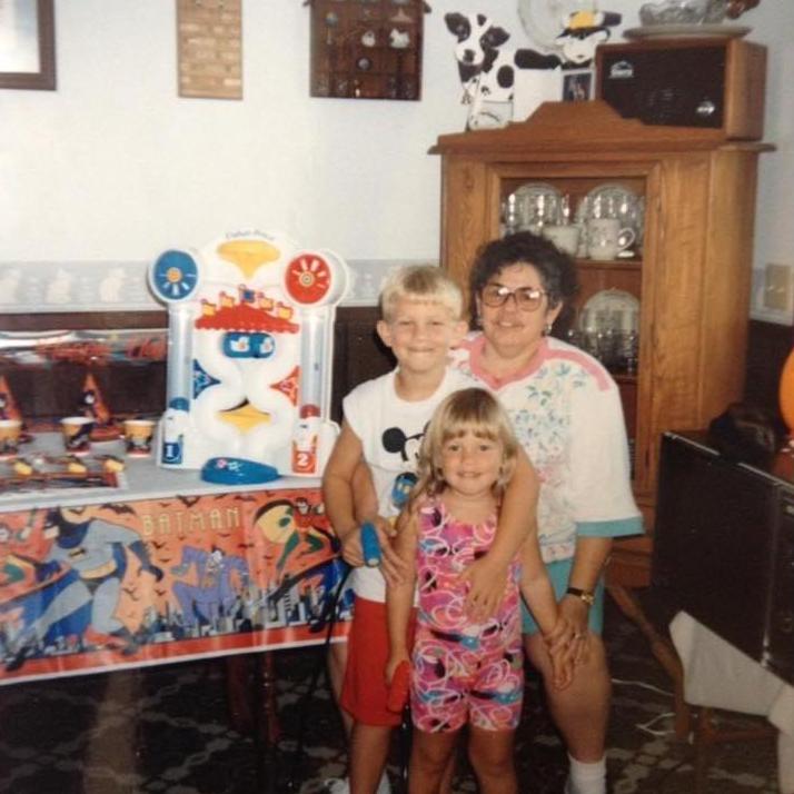 Jenna with groomsman John and Nanny Franny
