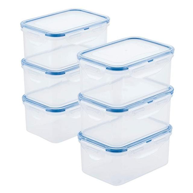 LocknLock Easy Essentials Storage Food Storage Container Set/Food Storage Bin Set - 6 Piece, Clear