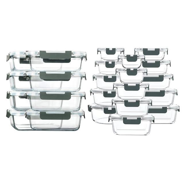 MCIRCO 30oz Glass Meal Prep Containers set of 8 and 30Pcs Glass Food Storage Containers Set