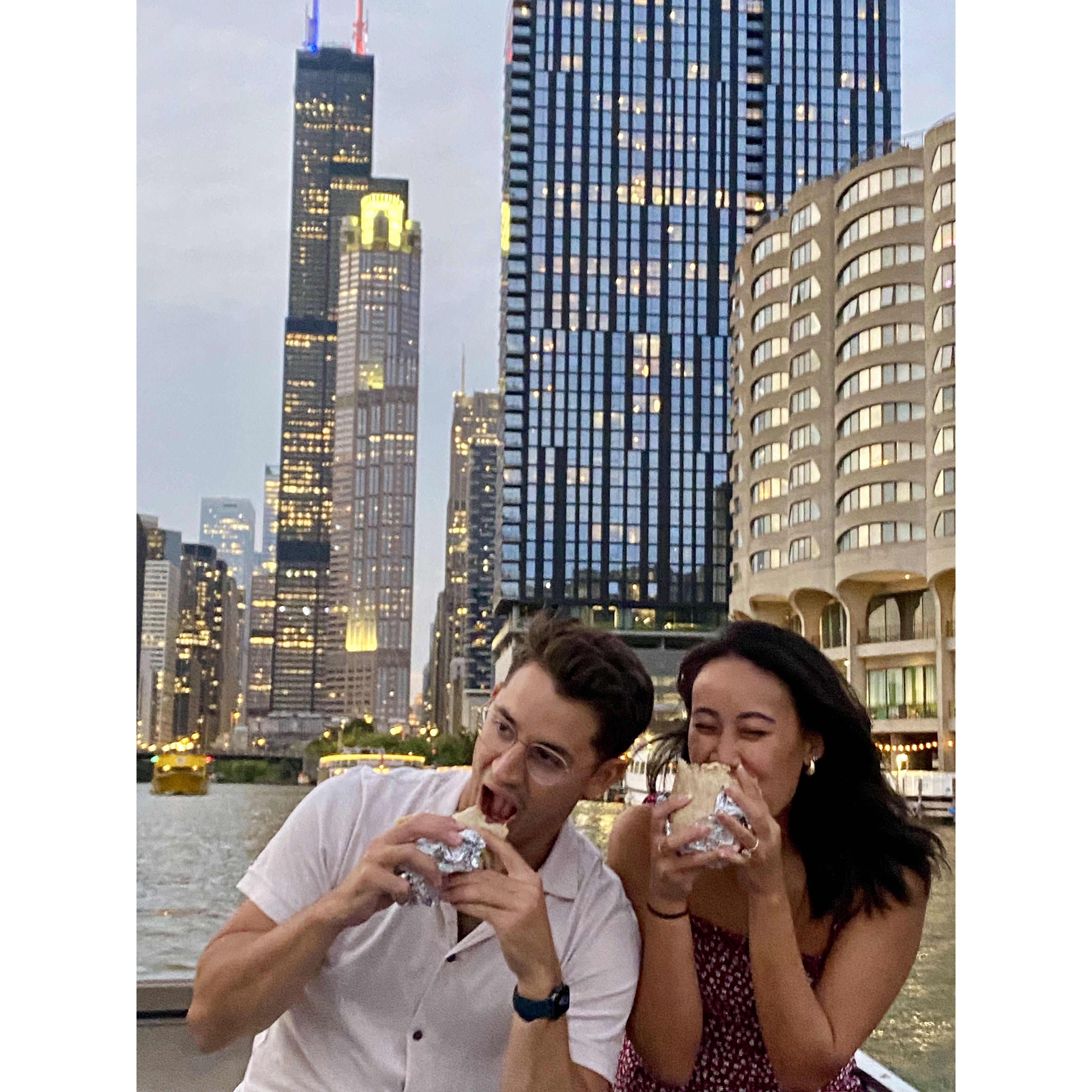 Chipotle burrito walks are one of our favorite forms of transportation. On a boat was next level