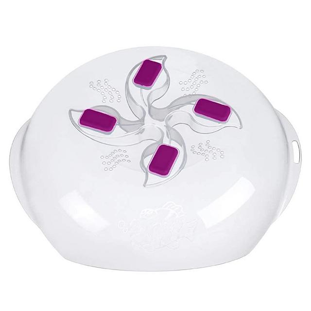 Microwave platter cover, new Microwave Lid prevent splatter cover, PBA-free,11.5 Inches, Plate Serving Cover with steam vent, ZFITEI（Purple)