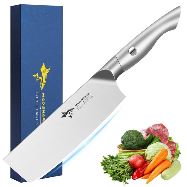 MAD SHARK Nakiri Chef Knife 7 Inch Vegetable Knives, Ultra Sharp Knife, Multipurpose Chopping Knife with Precision and Beauty, for Home and Kitchen, Unique gift for Family with Box (7 Inch)