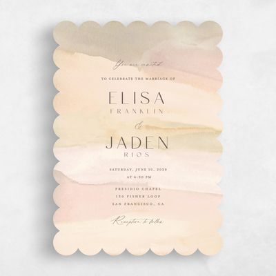 Beige Scalloped Wedding Invitation - Povera Portrait