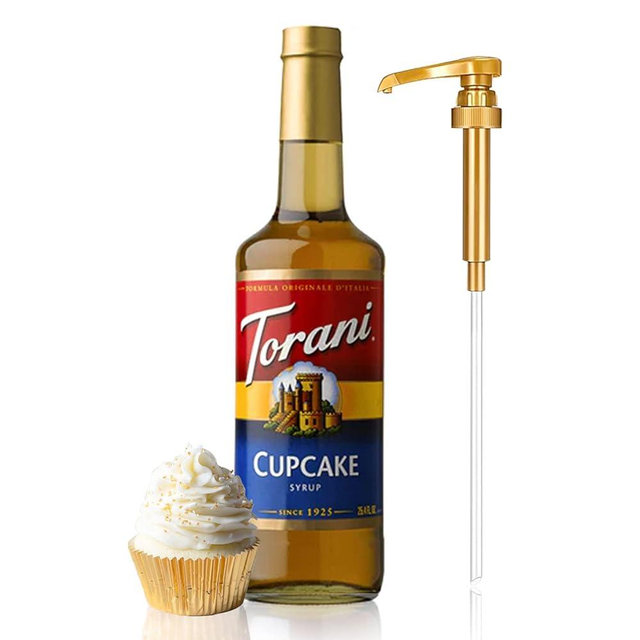 Premium Cupcake 750 ml Coffee Syrup Flavoring With Alpha Pantry Gold Pump Coffee Syrup Dispenser