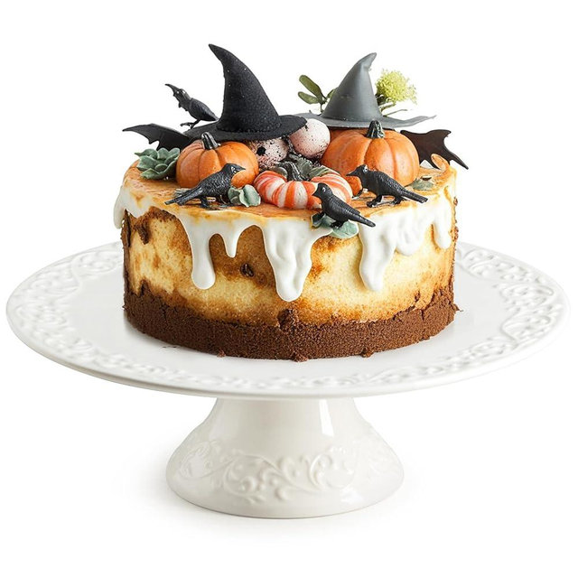 Gomakren 10 Inch Cake Stand, Wedding Cake Stand for Party, Porcelain Cake Plate, Round Dessert Stand for Baby Shower, Birthday, Home Decorating Stand, White