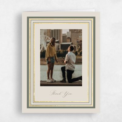 Dark Sage, Green Wedding Thank You - Robin Photo Foil