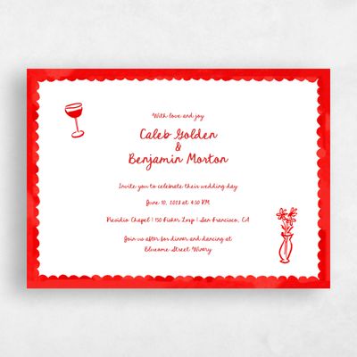 Red Landscape Wedding Invitation - Amore Landscape