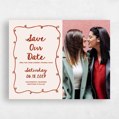 Dark Red Wedding Save the Date - Fairuza Landscape