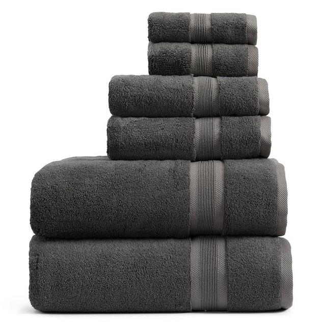 Springtree Home Luxury Viscose from Bamboo Bath Towel Set 6 Piece Set | 35% Viscose from Bamboo - 65% Cotton | Absorbent Quick-Dry Towels for Bathroom | Oeko-TEX Standard 100 Cotton | Iron Grey