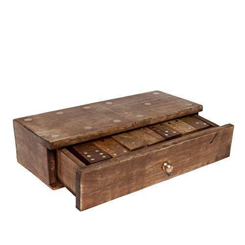 GoCraft Handmade Wooden Dominoes Set | Double Six Professional Size Dominoes Set with Decorative Wooden Storage Box