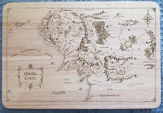 Laser engraved chopping board inspired by The Lord of the Rings