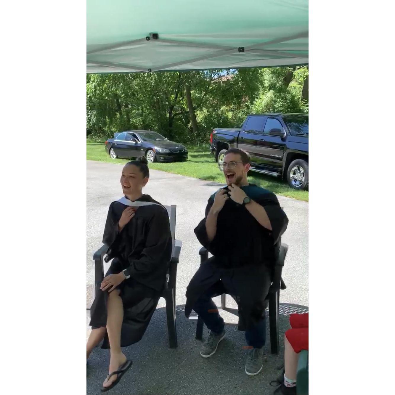 A surprise mini-graduation party during COVID put on my Michael's mom, Connie!