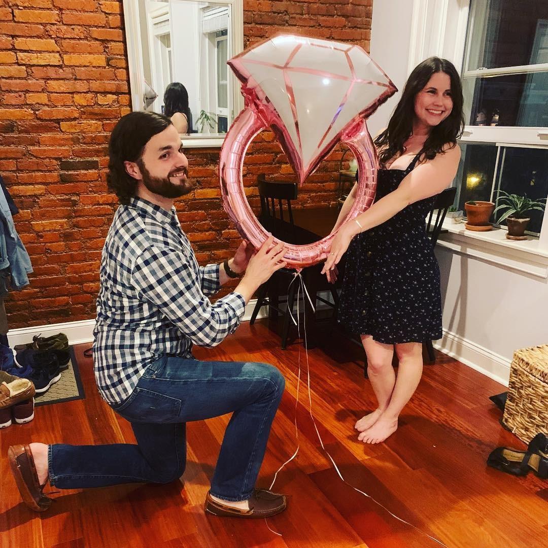 celebrating our engagement with friends.