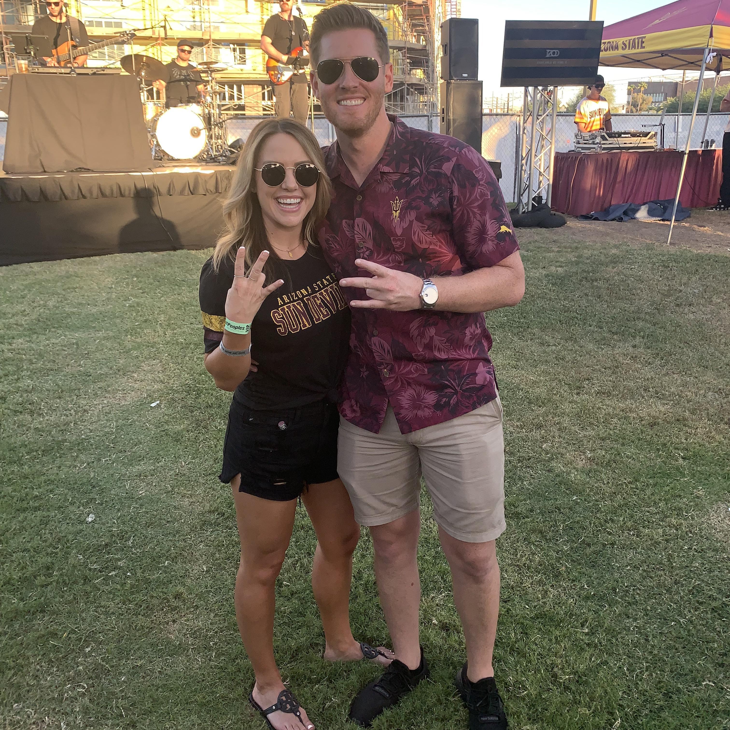 Although we attended at different times, we are both Arizona State University Sun Devils....forks up baby!