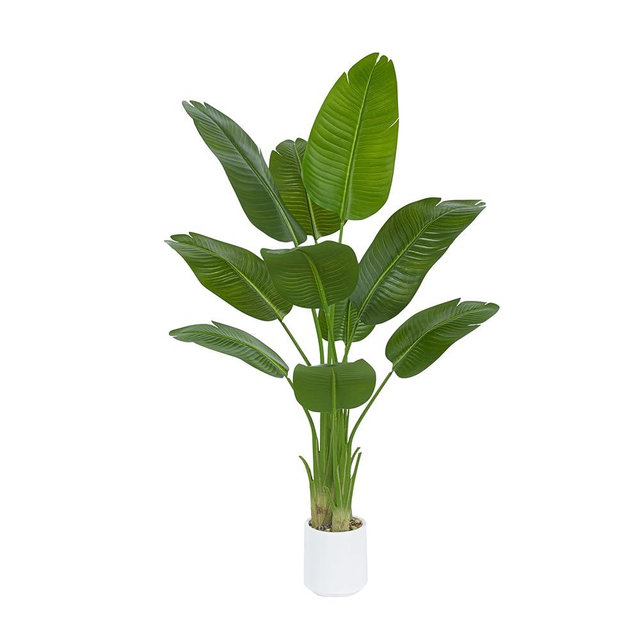 TXABL Artificial Bird of Paradise Plant 5FT Fake Palm Tree Feaux Plants in White Pot Artificial Tree Fake Plant for Indoor Outdoor Modern Decoration for Home Living Room Office