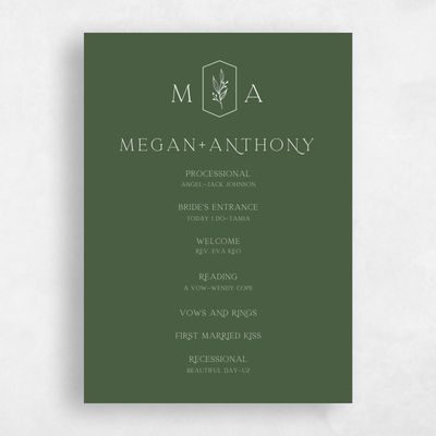 Dark Olive, Green Wedding Program - Eldridge