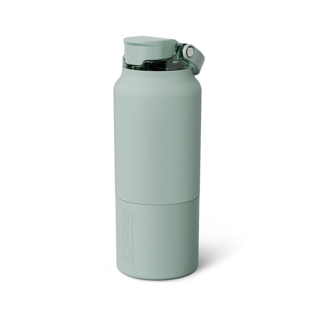 BrüMate Rise 35oz Water Bottle With 100% Leakproof Covered Silicone Straw | Insulated Stainless Steel Water Bottle With Removable Straw | Fast Flow | Soft Sip Silicone Spout | BPA-Free (Sage)